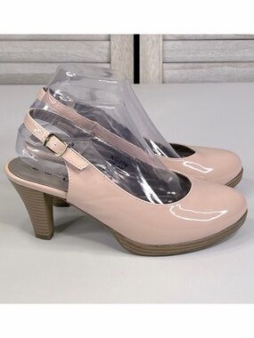 NATURE'S OWN Vegan Patent Leather Slingback Heels Pink-8